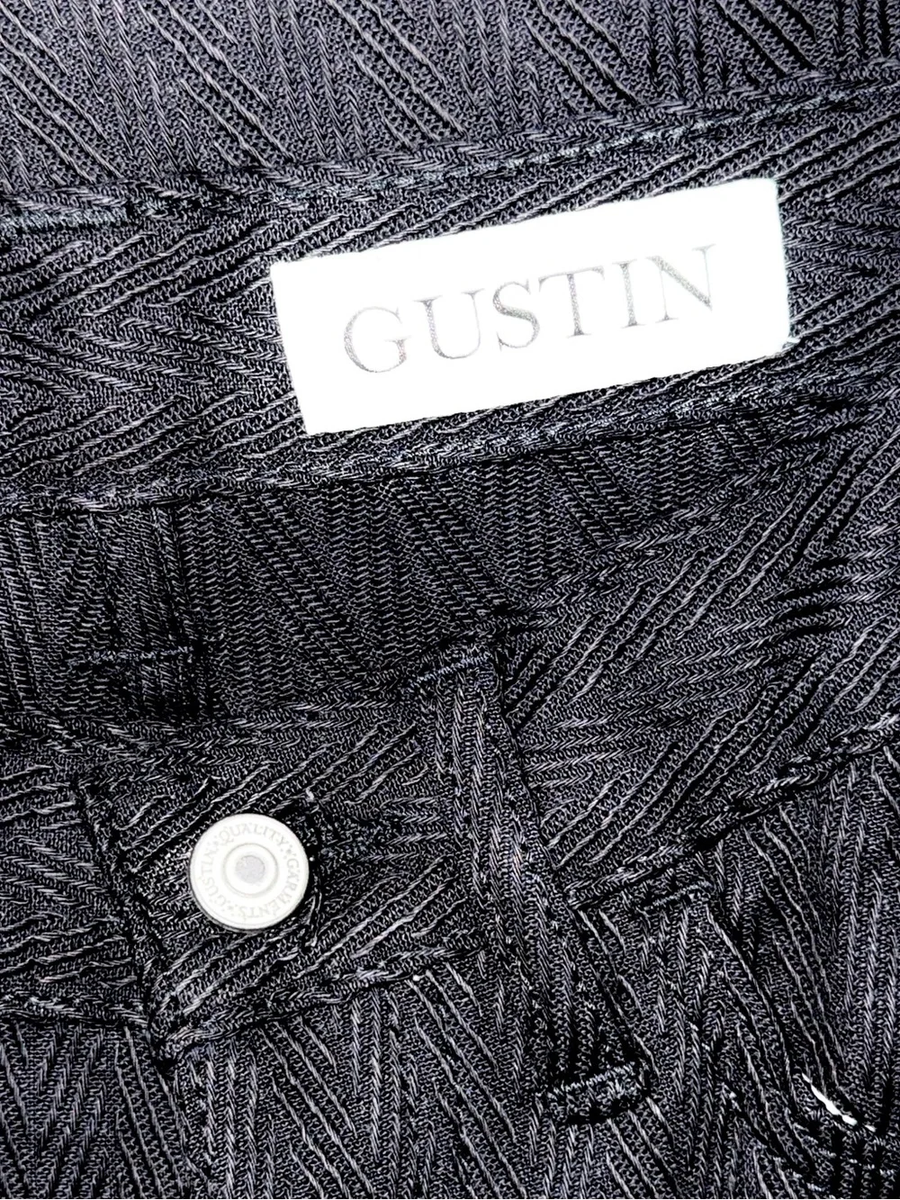 GUSTIN *NWOT*‎ Black Selvedge Heavyweight Herringbone Straight Leg Denim | 32x35